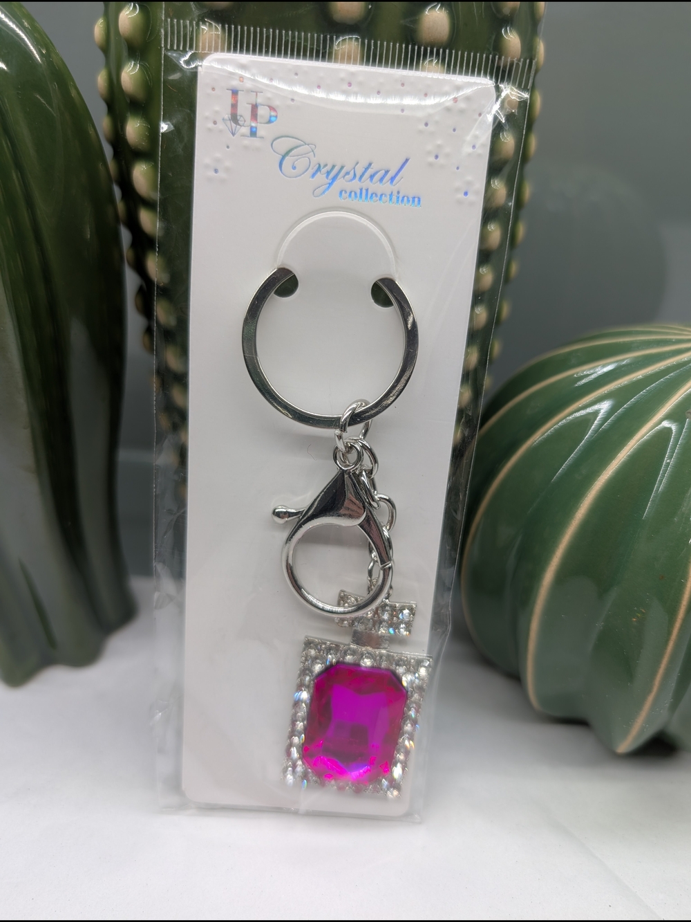 Silver & Pink Perfume Bottle Shaped Keychain/Bagcharm